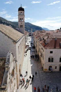 View from the city wall to the main street Stradun or Placa