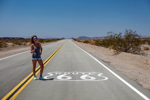Young woman on the road Route 66
