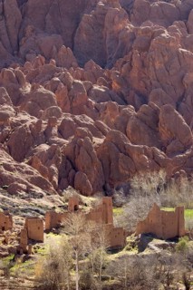 Ruined Kasbahs at the so-called Hills of Human Bodies in the Dades Gorges