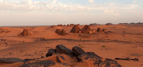 Pyramids of Meroe at sunrise
