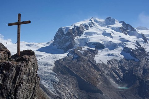 View from the Gornergrat on the Monte Rosa mountain range