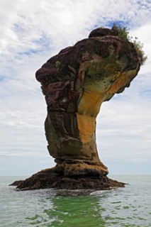Sandstone rocks in the South China Sea off the coast of Bako National Park