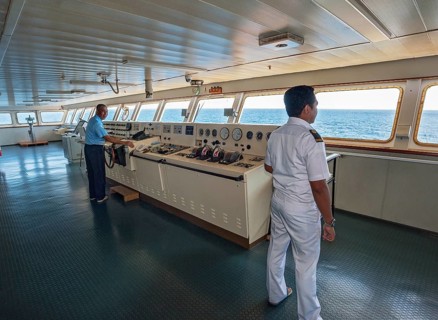 Command bridge on ferry going from Banda to Ambon