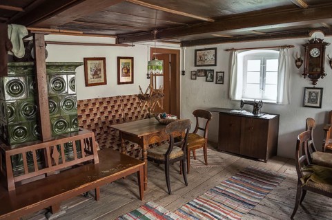 Room with a fireplace