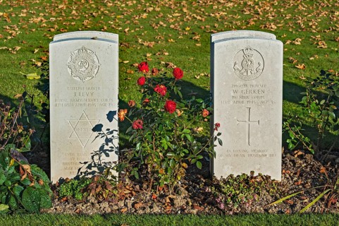 Two grave stones with roses