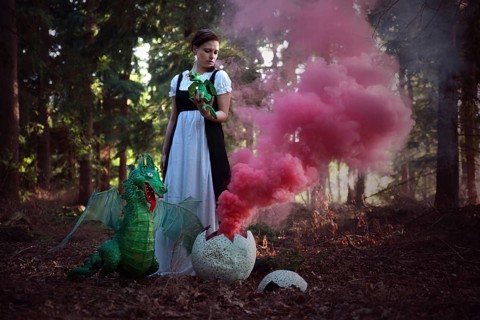 Woman with dragon baby