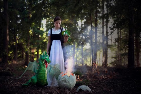 Woman with dragon baby