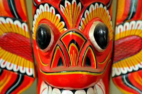 Red wooden mask