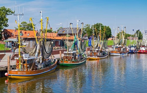 Shrimp boats in the harbor of Greetsiel