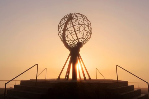 Globe on the North Cape platform Nordkapplataet
