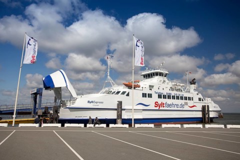 Car ferry from the island of Romo in Denmark to List on the island of Sylt