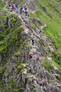People walking on Striding Edge