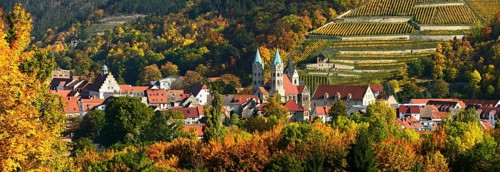 Panorama view of Freyburg with Castle Neuenburg