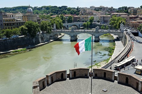 View from the Castel Sant Angelo to the Ponte Vittorio Emanuele II
