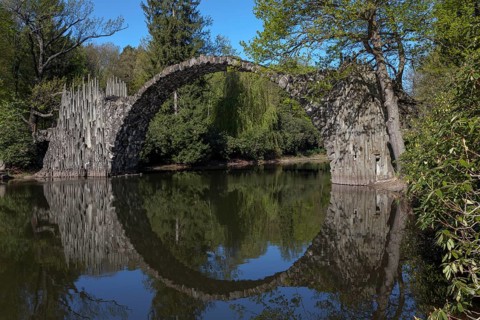 Rakotzbrucke or Teufelsbrucke bridge in Kromlau Park