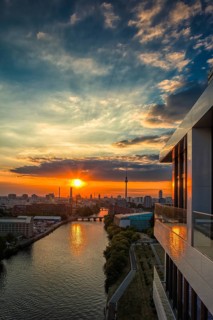 View from the Living Levels high-rise building on Berlin's East Side Gallery towards the city centre