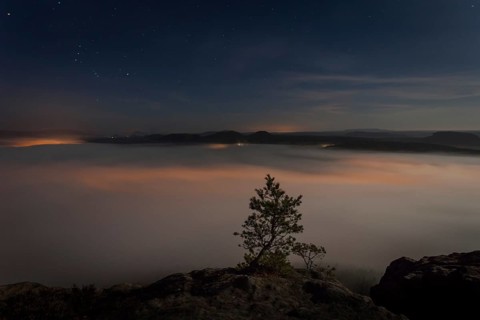 View of clouds in Elbe Valley from Lilienstein