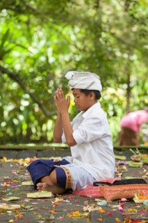 Religious ceremony at holy water temple of Tirta Empul