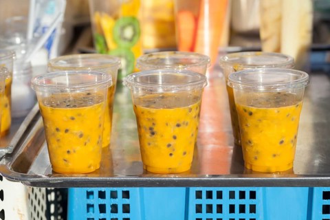 Passion fruit juice for sale at the evening market in Chiang Mai