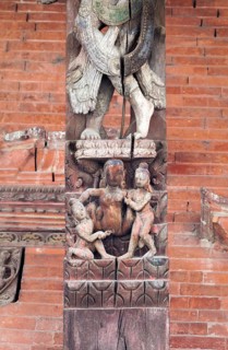 Erotic figures carved in wood