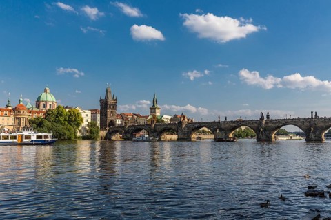 Vltava river and Charles Bridge