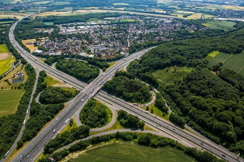 Motorway intersection Westhofen overlooking Schwerte-Westhofen
