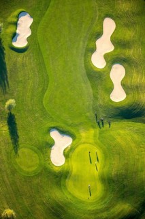 Golfer on lawn