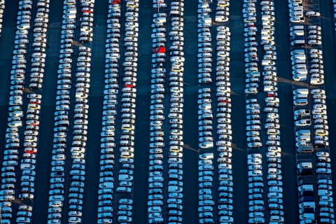 Large parking lot for new cars