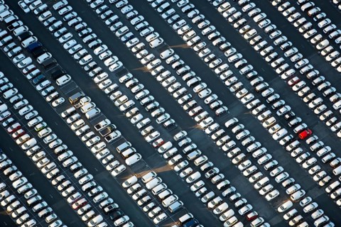 Large parking lot for new cars
