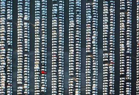 Large parking lot for new cars