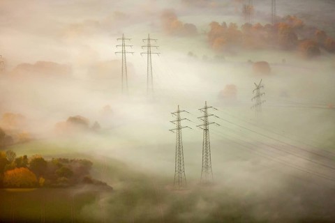 Pylons in mist