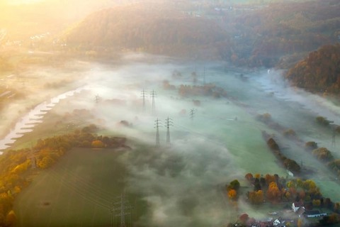 Pylons in mist