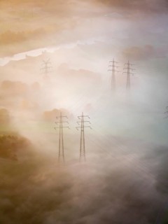 Pylons in mist