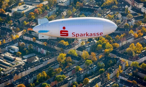 Sparkasse blimp advertising above Ruttenscheid