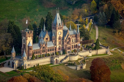 Drachenburg Castle in autumn