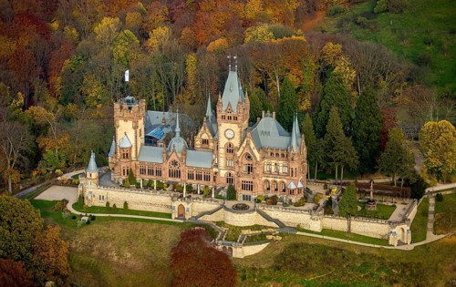 Drachenburg Castle in autumn