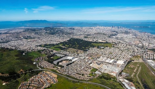 Aerial view of San Francisco from the south
