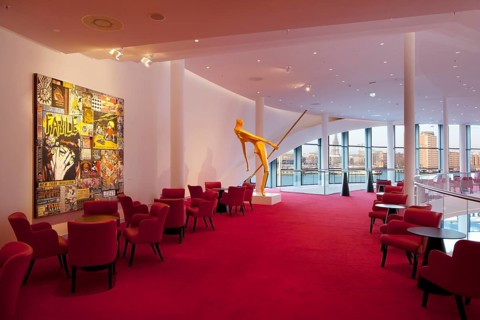 Foyer with modern art objects
