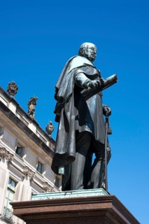 Bronze statue of Friedrich Franz I in front of the Ludwigslust castle