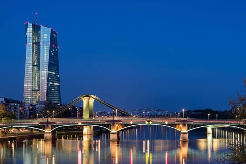 New European Central Bank at dusk