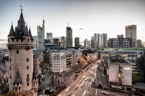 Skyline with Eschenheimer Turm city gate