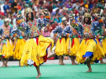 Dancers at the Tashichho Dzong monastery festival