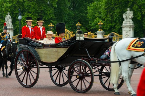 Carriage with Queen Elizabeth II. and Prince Philip