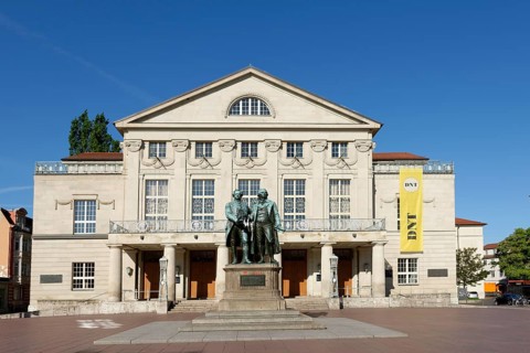 Goetheâ€“Schiller Monument in front of German National Theatre