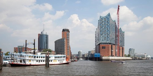 Ship Mississippi Queen and Elbe Philharmonic Hall