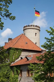 Sparrenburg or Sparrenberg Castle with waving flag