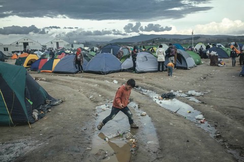 Idomeni refugee camp on the Greek Macedonia border