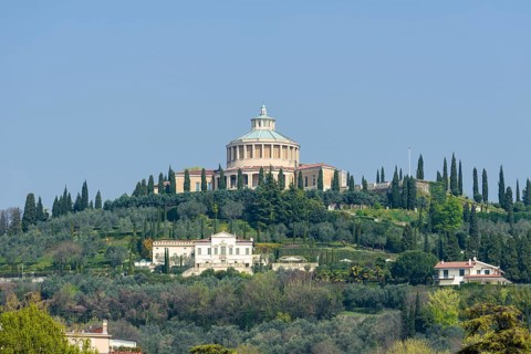 La Madonna di Lourdes church on a hill above the city