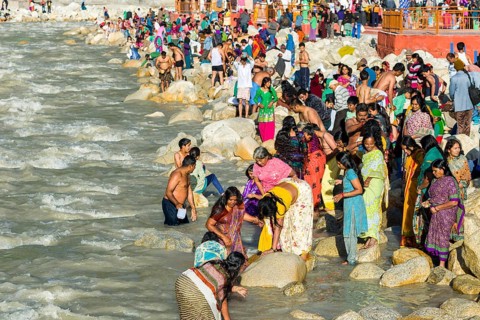 Pilgrims from all over India come to the banks of the river Ganges to have their holy dip into the water
