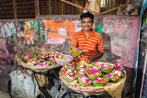 A man is selling deepaks